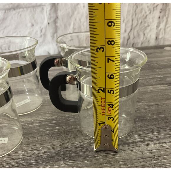 Mubod Bistro Black Handle Expresso Mugs / Cups 6 Oz Set of 4 - Picture 6 of 6